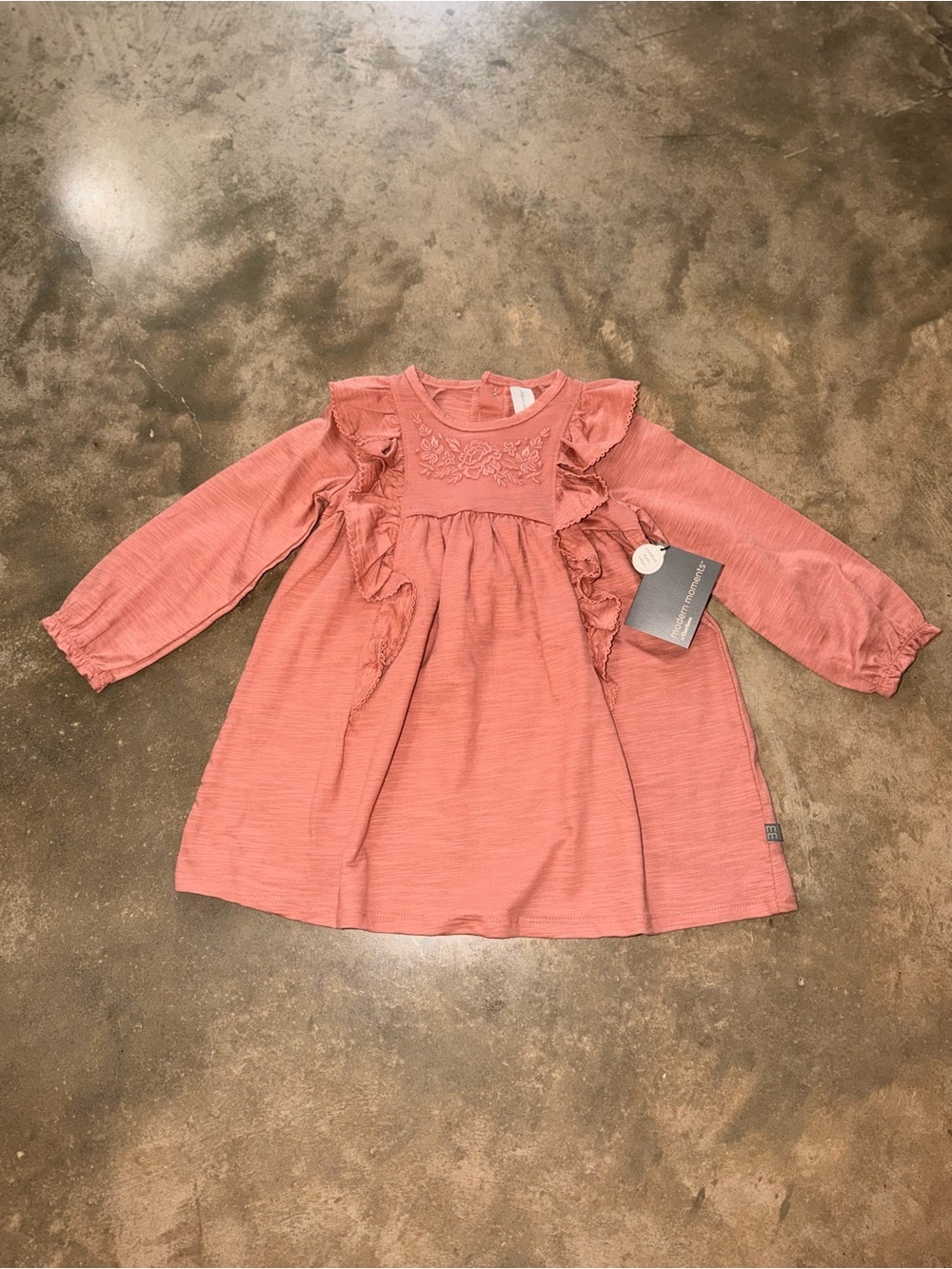 Modern Moments Gerber 2T Mauve Pink Embroidered Ruffle Cotton Dress NWT Rose
